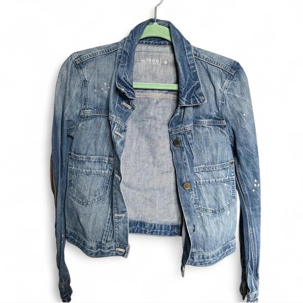 GAP 1969 100% Cotton Light Blue Distressed Denim Jacket